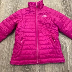 The North Face REVERSIBLE Puffer & Fleece HOT PINK Jacket Girls 10-12 Medium